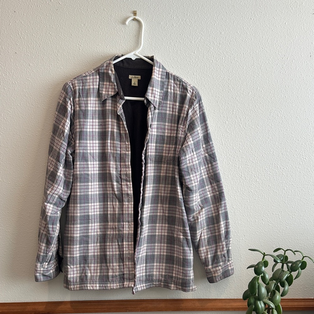 Fleece-lined Plaid Button-Up Shirt